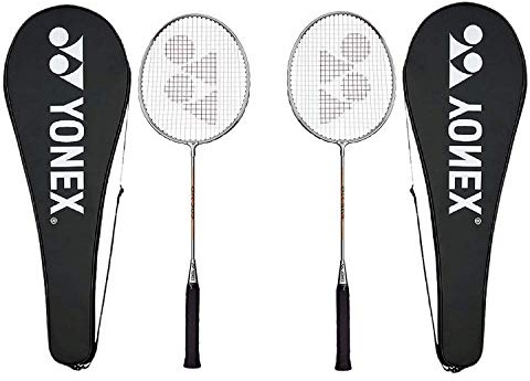 Yonex GR 303 Badmintonracket 2018 professionell nybörjare övningsracket med ansiktsskydd stålskaft – 2-pack