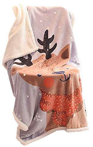 Doppelte Verdickung Babydecke/Kinderdecke, Sehr Weiche Decke für Babys Flanell Kuschlige Decke, Weiche für Babybett/Kinderwagen, Neugeborenes Geschenk, 100 x140 cm (Weihnachten Elch)
