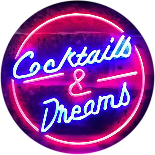 ADVPRO Cocktails & Dreams Bar Decoration Dual Color LED Barlicht Neonlicht Lichtwerbung Neon Sign Rot & blau 300 x 210mm st6s32-i0079-rb