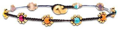 Made by Nami Bracelet Cheville Femme Coton Ciré - Chaîne Bohème Perles Réglable 23-24cm, Festival Plage Hippie