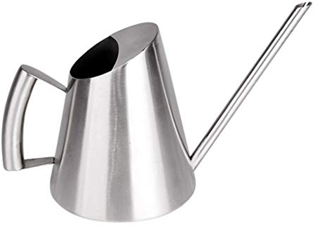 Hemoton Edelstahl Gießkanne Metall Gießkanne mit Langer Ausguss Edelstahl Blumen mit Komfortgriff für Zimmerpflanze Büro Balkon Sukkulenten Garten 900ml Silber