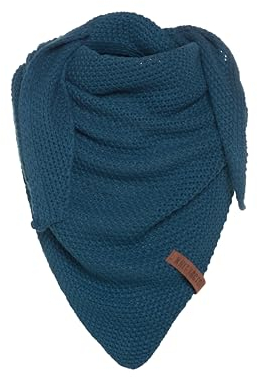 KNIT FACTORY - Coco Dreiecksschal Junior - Wolle Strickschal Mädchen - Halstuch Kinder - Dunkelblauer Kinderschal - Umschlagtücher aus Hochwertige Qualität - Kinder Schal - 140x60 cm - Petrol