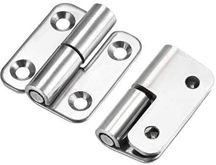 sourcing map Lift Off Hinge (37mm/1.5) 2pcs, 304 Stainless Steel Right-Handed Slip Joint Small Flag Hinges - for Cabinet Door, Silver Tone