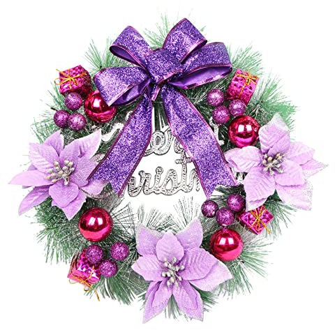 Haustür hängender Kranz und Party im Freien, Weihnachten, drinnen, Dekoration für Weihnachtsdekoration für Frontverzierung, Wand, Heimdekoration Tischläufer Eukalyptus (Purple, One Size)