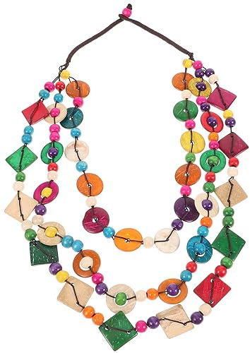 SEWACC Collana di Shellcollano e Perle di Legno a Strati