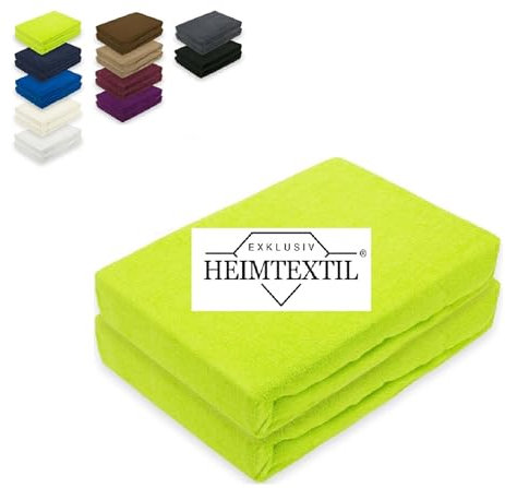 EXKLUSIV HEIMTEXTIL Doppelpack Frottee Spannbettlaken Premium Apfelgrün/Limette 180-200 x 200 cm