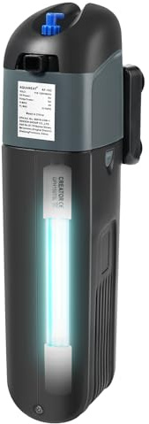 AQUANEAT Aquarium Filter 5W UV Bulb Green Water Killer Submersible Pump Filter 132 GPH for 75 Gallon Fish Tank