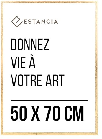 Estancia Cornice Dorata in Legno 50x70 cm con Vetro Plexi Infrangibile | Cornice Moderna 70x50 cm in Legno Color Oro