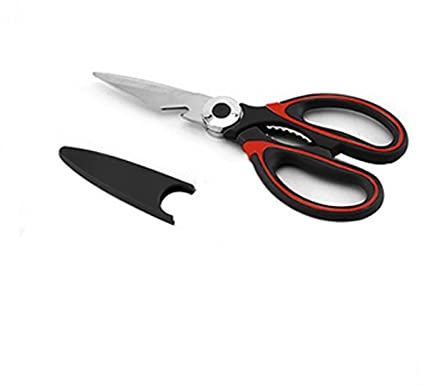 Tijeras artesanales Tijeras de cocina de acero inoxidable Tijeras multiusos Herramienta para carne Verduras Tijeras para hierbas (Red N)