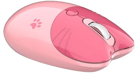 Gatto Wireless, Mouse Silenzioso 2.4G con 3 Livelli DPI 1000-1200-1600, Rosa per Ragazze e Computer Portatile