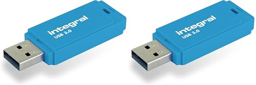 Integral 128GB Neon Blue USB 3.0 Super Speed Fast Flash Drive (up to 120MB/s) (Pack of 2)