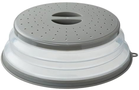 Mikrowellen Abdeckung Faltbar 26 cm Abdeckhaube Mikrowellenabdeckung Mikrowellendeckel Faltbare Mikrowelle Deckel für Obst Gemüse Lebensmittel Grau