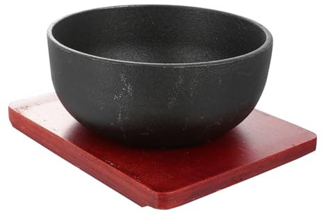 PRETYZOOM 1pièce Bol Fonte Pour Bibimbap Et Soupe Miso Avec Plateau Cuisiner Style Coréen Noir
