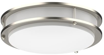 DYMOND LED Ceiling Light Fixture Flush Mount 4000K Natural Daylight Dimmable Surface Mount Brushed Nickel Ceiling Lamp for Kitchen, Hallway, Bathroom, Bedroom, Closet (14 Inch)