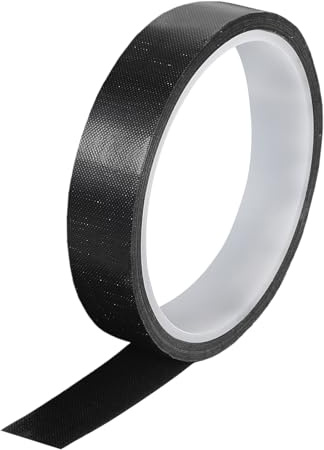QUARKZMAN Hitzebeständiges Klebeband 20mm PTFE-beschichtetes Gewebeklebeband für Vakuumversiegelungen Klebeband 10m/33ft Schwarz 0,18mm Dicke