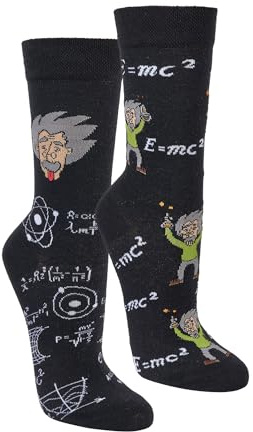krautwear män kvinnor 2 par färgglada mönstrade strumpor 30-årsdag pappa mamma presentidéer, einstein, 42-47 EU