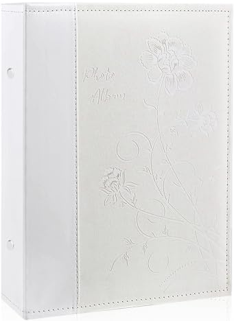 Miaikoe Fotoalbum 10x15 300 Fotos Slip in, große Kapazität Leder Cover Bilderalben hält 300 horizontale 10x15cm Landschaftsfotos für Hochzeit Familie (Weiß)