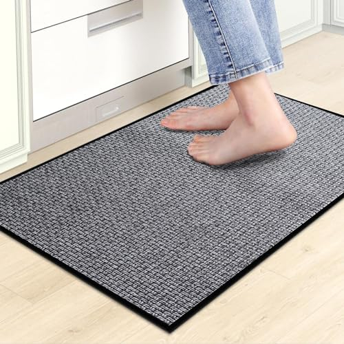 KMVIZI Alfombra de Cocina Antideslizante Lavable, Camino de Mesa Tejido, Absorbente, Moderna para Cama, Entrada Larga para Dormitorio, Negro, 50x80cm