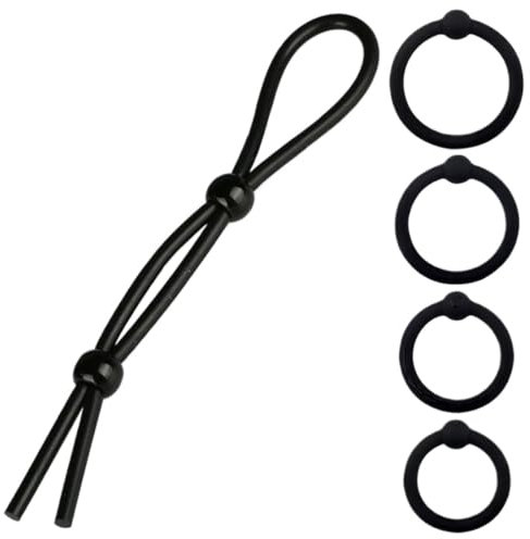 EAVUYIS Set di 4 Anelli per il in Silicone,con Corda di Bloccaggio Dello Sperma, Uomini Pleasure Ring, Anello Anelli per e Testicoli, per un'erezione più lunga e più piena