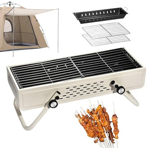 Barbecue da campeggio pieghevole, barbecue a carbonella, senza fumo, barbecue a carbonella, grande griglia a carbonella, barbecue in acciaio inox, barbecue portatile da campeggio per cucinare