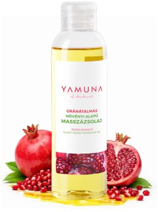 YAMUNA NATURAL BEAUTY Massageöl, 100% pflanzlich, Naturkosmetik aus Ungarn. Professionelles Öl – frei von Paraffin und Parabenen für eine erfrischende Massage. (Granatapfel)