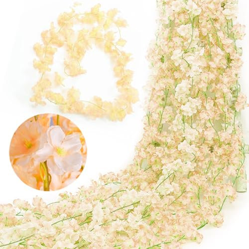 KASESSS 3 Kirschblten Sakura Deko - Kunstliche Cherry Blossom Blumengirlande 180cm