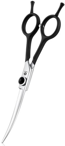 Dream Reach 6 Zoll Gebogene Hundeschere 440C Edelstahl Ergonomisch | Profi-Fellschere, Ergonomischer Griff, 440C Edelstahl, Sicherheitsschere, Schwarz, für Hunde & Katzen