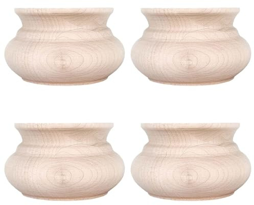 STOLMET Möbelbein aus Buchenholz Möbelfüße aus Holz Möbelfuß Unlackiert Sofa Couch Stuhl Ottomane Schrank 55 mm Höhe Rohholz 4 Stück TOE06