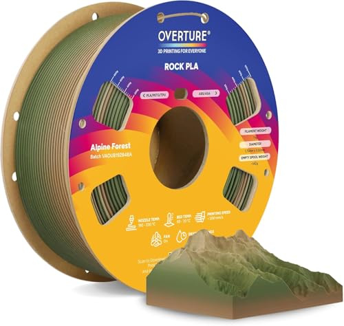 OVERTURE Marble PLA 3D Printer Filament 1.75mm, Rock PLA, 1kg Alpine Forest