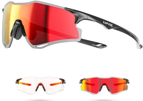 KAPVOE Fahrradbrille Selbsttönend Herren Damen Schnelle Brille MTB Radfahren Radbrille 24g Ultraleicht Laufbrille Sportbrille Sonnenbrille Rennrad Radsport K425