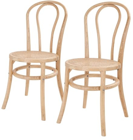 BUTLERS Kaffeehausstuhl 2er-Set 40x40x90 cm - Wiener Melange | Farbe Braun - Esszimmerstuhl für Küchentische - Bistrostuhl für Balkone - Rattanstuhl mit Wiener Geflecht