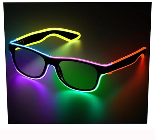 KATELUO Lampeggianti Occhiali LED Party Neon, Neon Rave Occhiali da Sole a LED Occhiali Luminosi per Feste, Occhiali Fluo Party, Luminosi Glasses per Halloween, Carneval, Feste, Bar, Club, Cosplay