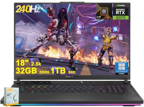 ASUS ROG Strix G18 G814 Gaming Laptop | 18 2560x1600 240Hz 100% DCI-P3 | AMD 16-core Ryzen 9 9955HX (>i9-14900HX) | 32GB DDR5 1TB SSD | GeForce RTX 5070 | Wi-Fi retroilluminato RGB i6E Win11 w/DLCA
