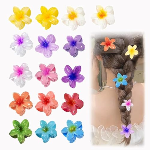16 Piezas Pequeño 4 cm Pinzas para el Pelo, Pinzas de Flores para Mujer, Pinzas de Pelo Flor, Pinza Pelo Flor Hawaiana, Accesorios para el Cabello
