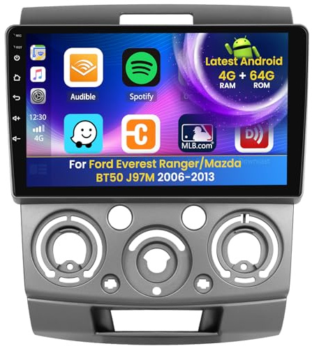 Inefala Android 15 bilradio för Ford Everest Ranger/Mazda BT50 J97M (06-13) 4+64G med trådlös CarPlay Android Auto, 9-tums skärm, stöd för FM RDS 32EQ GPS WiFi Bluetooth SWC AHD backkamera