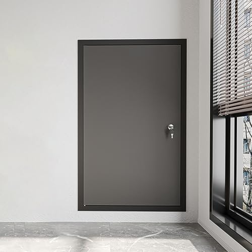 GZKDKZB Brandschutz-Wartungszugangstür 60 80 100 120 140 160 cm, unsichtbare Serviceschachttüren/Wandluke, Trockenbau-Inspektionsplatten mit Schlössern und Schlüsseln, Aluminium (schwarz,