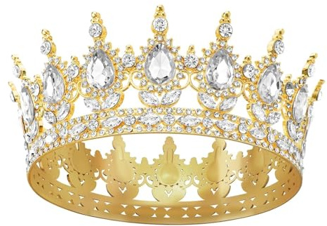 Couronne De Mariée Vintage En Cristal Avec Strass, Blanc Tiara Cristal Couronne, Accessoire De Cheveux Pour Cosplay, Diadème Rond, Pour Carnaval, Fête D'Anniversaire, Halloween