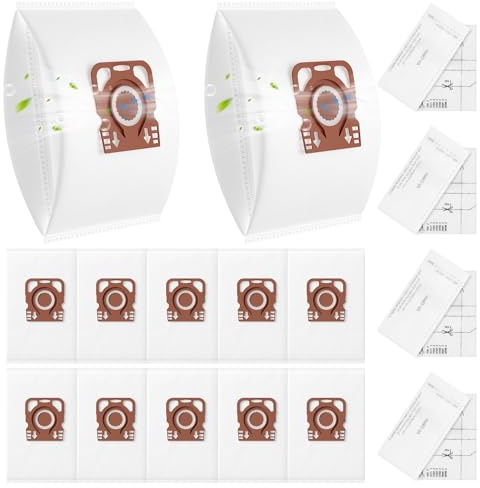12 st dammsugarpåsar lämpliga för Miele Guard M1 S8380, SVWF6 typ HS15 | med 4 x Air Clean frånluftsfilter, 4 x motorskyddsfilter extremt slitstarka och robusta Guard M1-serien påse