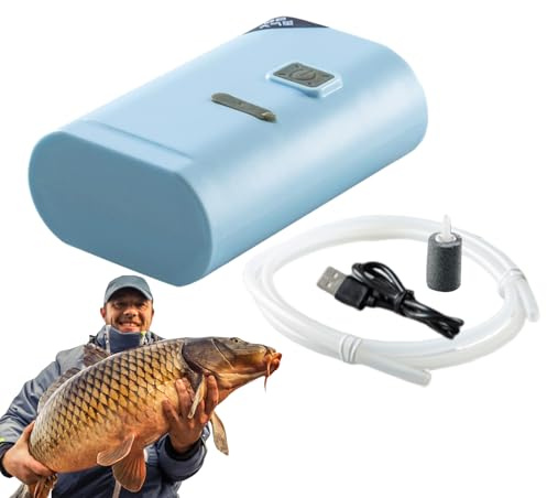 Luftpump, tyst bärbar akvariebubblare, 15 cm luftare med stabil syrefunktion, hållbar ABS-materialpump med energibesparande design, vattenbruk hydroponik damm räkreptiler