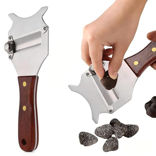 Rallador de trufas de acero inoxidable con mango de madera – Rallador de queso profesional ajustable para cortar trufas, chocolate, queso, para el hogar, cocina, restaurante, versátil