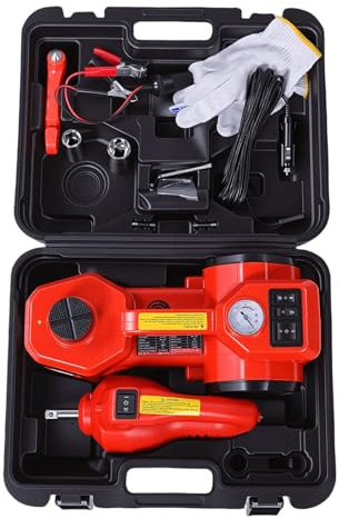 Luocute Elektrischer Wagenheber, 5-Tonnen-Hydraulikheber mit 12-V-Motor und Luftpumpe, für SUV-MPV-LKW-Reifenwechsel und Garagenreparatur
