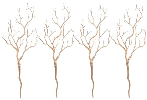 Toyvian Artificial Coral Branches 4 Pcs Decorative Twigs and Branches with Natural Curvy Design 17.32 in Tall Dry Branches for Decoration Branch for Vase Decor Wedding Halloween and Home