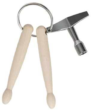 Mini Drumstick Keychain with Drum Key Made of Sturdy Wood And Metal Portable Drum Accessory Versatile Keychain for Musicians, Style A