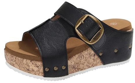 Träskor för damer, platå, damsandaletter, läder med fotbädd, sommar, trekkingsandaler, eleganta tofflor, kork, tofflor, tjocka sulor, mjuka sulor, strandsandaler, båge, stöd, promenadskor