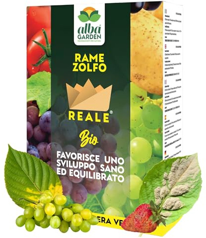 Albagarden - Rame Zolfo in Polvere Bagnabile BIO 250g – Concime con Ossicloruro di Rame 16% + Zolfo 36% con Zinco e Magnesio per Olivo, Vite e Orto