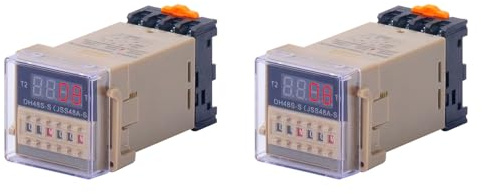 Awwertse 2X Relé Temporizador DH48S-S de 12 V, de Repetición de 24 V CC con Zócalo, Serie DH48S, Tiempo de Retardo con Base