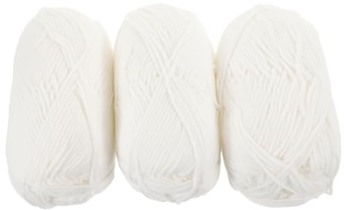 GATHINESS Knitting Cotton Yarn 3 Rolls Cotton for Dishcloths and Decorative Projects, 4mm Hooks US 7/8 Needles, Machine Washable White Cotton