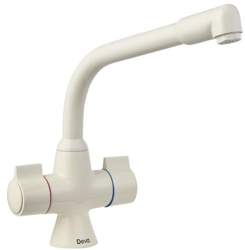 Deva Sauris Kitchen Tap Mixer Beige Finish 360° Swivel Spout | Solid Brass Construction, Paddle Handles, Quarter Turn Operation, Suitable For Low Pressure, 1/2 BSP Connection