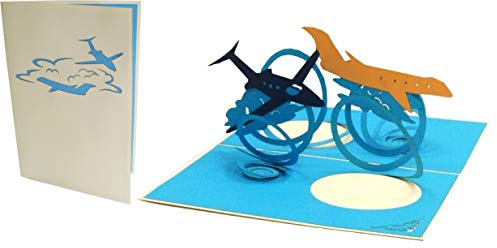 LINPOPUP® Pop-Up Karte Flugzeug - 3D Gutscheinkarte für Urlaub, Flugreise, Gutschein für Flugticket - Geburtstagskarte, Geldkarte, Geldverschenk, N149