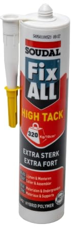 SOUDAL - 1 Cartouche Colle Blanche Extra Forte - 290 ML - Tous Supports - Tous Matériaux - Conçue Pour Charges Lourdes - Utiliser avec un Pistolet Manuel ou Electrique - Fix All HighTack